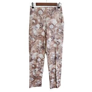 Walking Art Australia Womens Sz 8 Slim Leg Pull On Pants Beige Floral NEW
